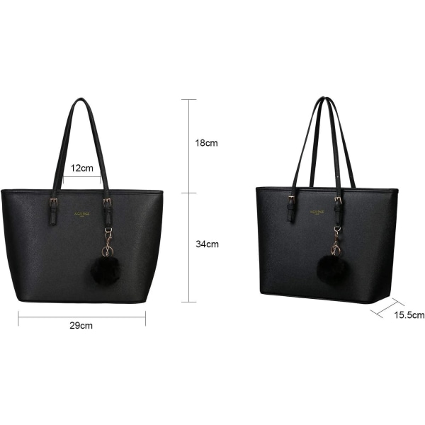 Damhandväska Tote Bag, 15,6 tum PU-läder axelväska
