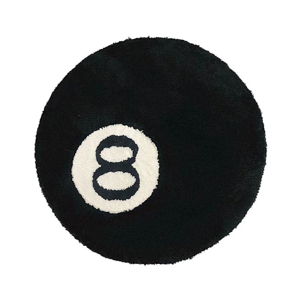 Simuloitu biljardi 8-pallo matto, pyöreä nukkainen pehmeä tuolinpehmuste, musta matto sisustus matot musta ympyrä matot 100 x 100 cm