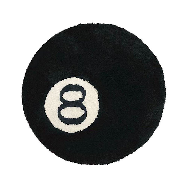 Simuloitu biljardi 8-pallo matto, pyöreä nukkainen pehmeä tuolinpehmuste, musta matto sisustus matot musta ympyrä matot 60 x 60 cm