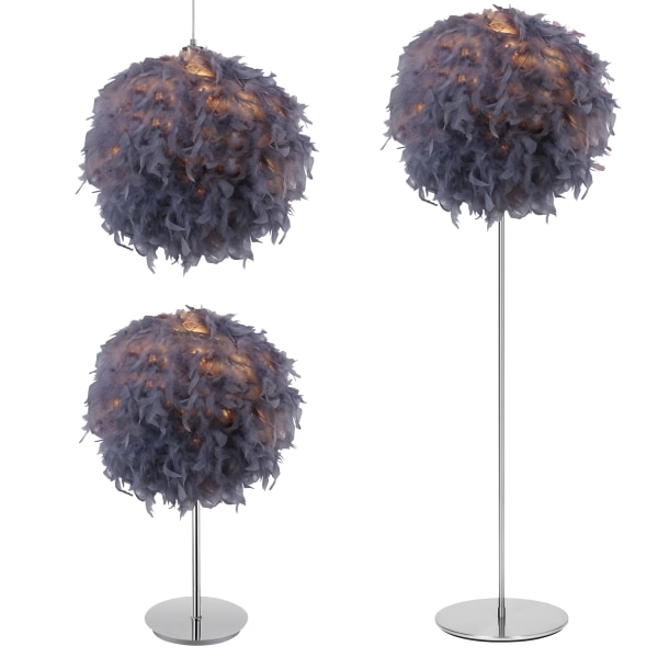 Fluffy Feather Lampshade Taklampa Skärm för Pendel Taklampa, Bordslampa, för Vardagsrum, Sovrum, Kök, Hall (Grå)