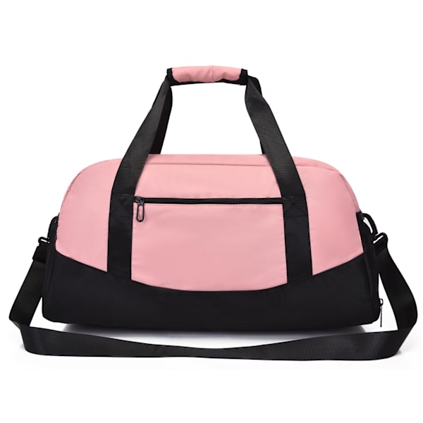 Gymväska för kvinnor och män, resväska med skofack och våt ficka, resväska, duffelväska, handbagage, övernattningsväska (rosa)