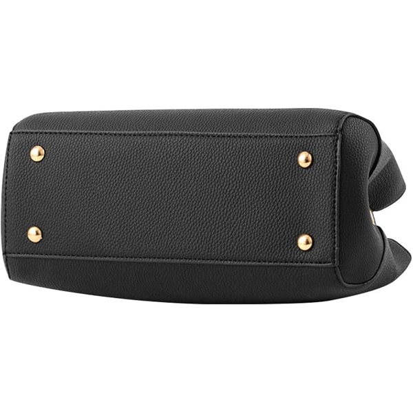 Axelväska för damer i PU-läder, väska med övre handtag (svart)