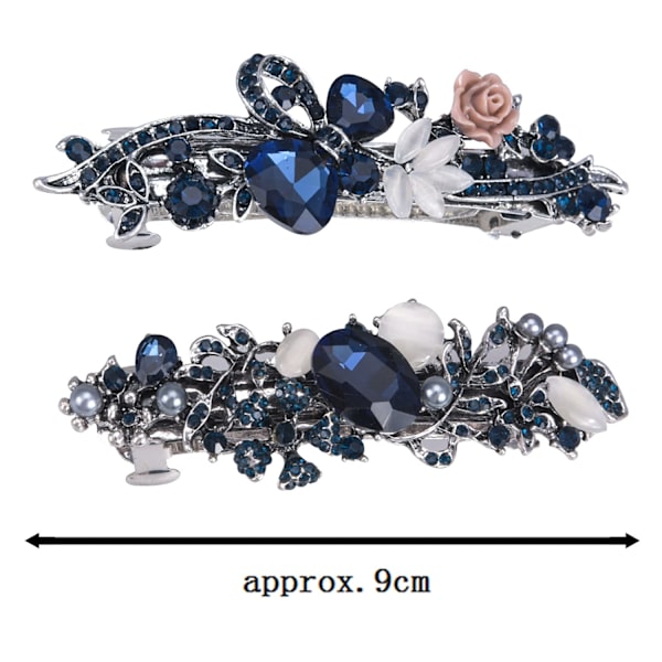2 kappaletta Vintage Leafy Barrette Suuri Hiustenklipsu Retro Ranskalainen Hopea Kristalli Barrette Strass Kukka Hiusklipsit Hiustarvike