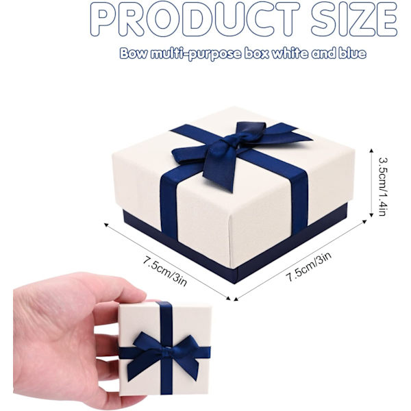 2-pack smyckeskrin med lock, 7,5x7,5x3,5 cm, blå