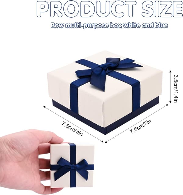 2-pack smyckeskrin med lock, 7,5x7,5x3,5 cm, vit