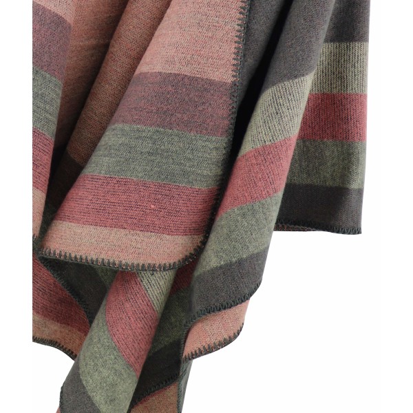 Vändbar överdimensionerad Poncho Cape, varm sjal omlott för damer med öppen printed filtkoftor, GRÅ grey