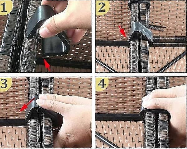 10 Stycken Soffa Rottingstolar Kopplingsfäste Klämma Utomhus Korgmöbler Clips (Svart)