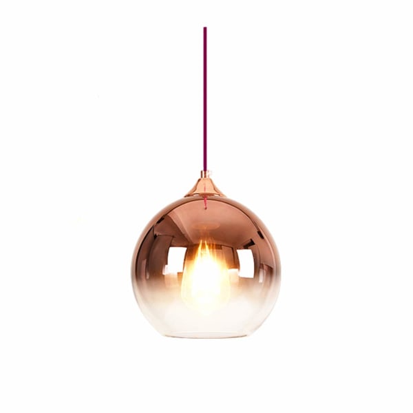 Sfärisk gradient färg glashängande ljus Modern glaslampa ljuskrona hängande ljus (roséguld, 20 cm)