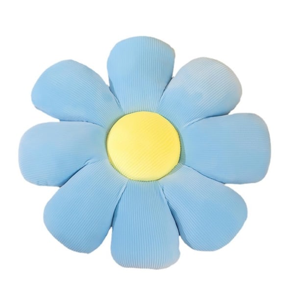 Kukka lattiatyyny Daisy kukkamuotoinen tyyny Söpö istuinpehmuste Pehmotuolityynynheitintyyny Kodinsisustus tytöille, naisille (sininen, 38 cm)