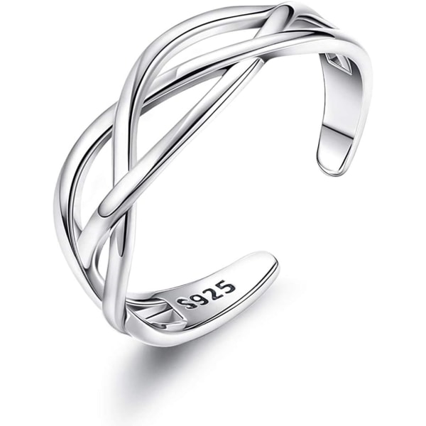 Solid 925 Sterling Silver Ring, Justerbar Vintage Silver tumring, Ändra storlek på Celtic Knot Infinity Open Finger Ringar, Silverringar för kvinnor Herr