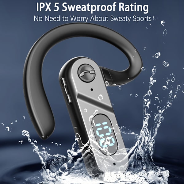 Bluetooth-headset, benledningshörlurar, trådlösa Bluetooth-hörlurar med mikrofon, on-ear-headset (svart)