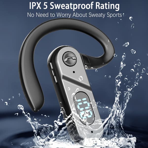 Bluetooth-headset, knogleledningshovedtelefoner, trådløse Bluetooth-hovedtelefoner med mikrofon, on-ear-headset (sort)