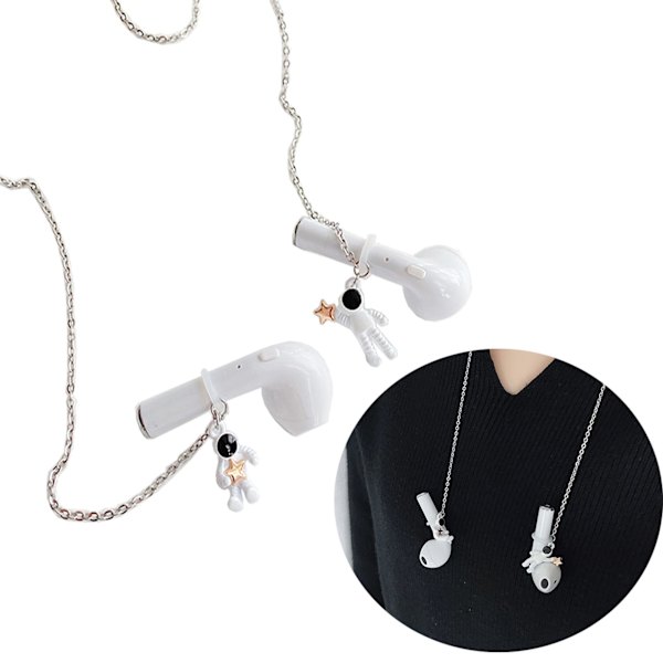 Anti-Lost Strap Kompatibel för AirPods, astronaut Öronklämma, fodral, Halsrep, Anslutning för Trådlösa eller Bluetooth-hörlurar