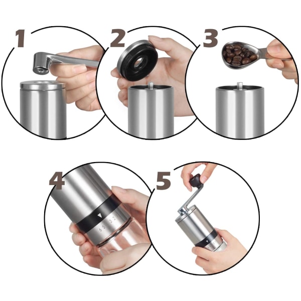 Manuell kaffekvarn, med extern justerbar grovhet, keramisk konisk, handkaffekvarn, snabbslipande bärbar