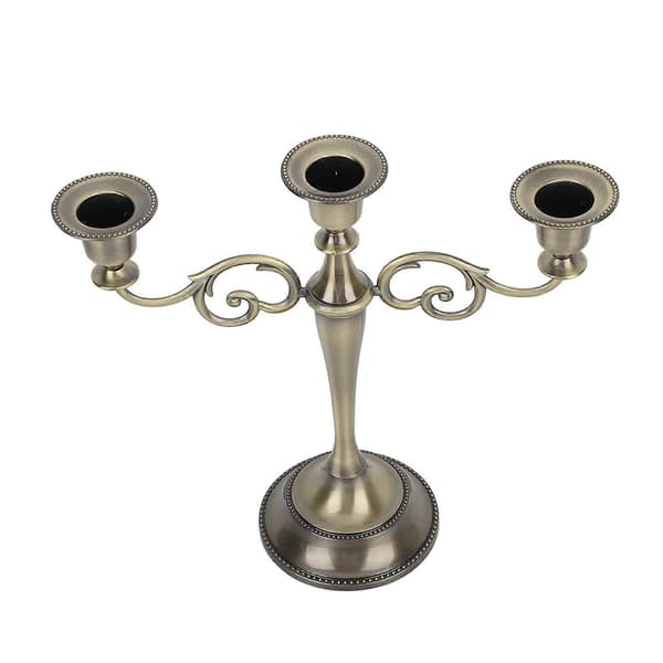 Retro Bronse Metall 3-Arms Lysestake for Spisebord & Bryllupsdekorasjon