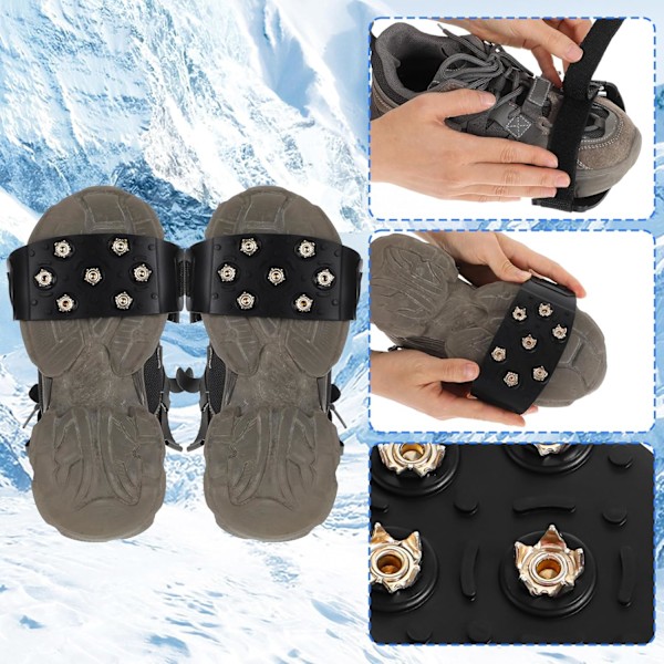 1 Par Isbrodder, Sklisikre Grips Pigger Isbrodder Gå Traction Cleat Slitesterk Is Snø Grips 7 Punkt Pigger for Vandring