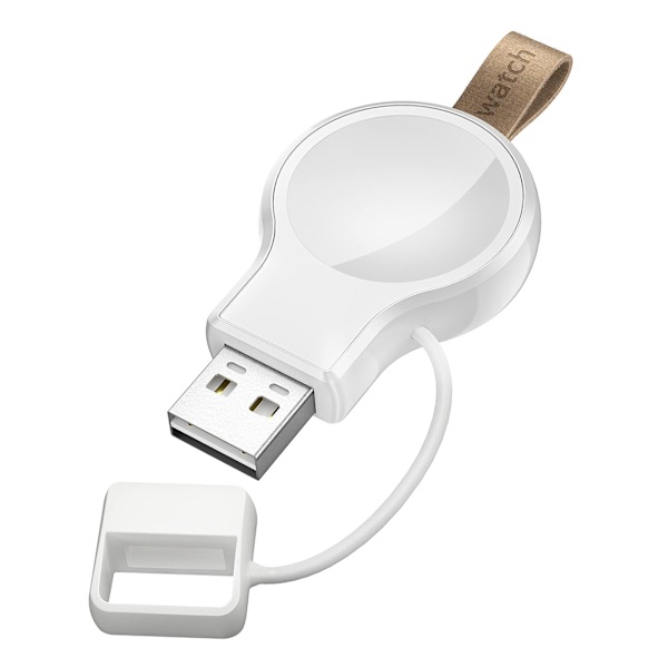 Trådløs oplader til Apple Watch, bærbar USB-oplader med letvægts magnetisk hurtigopladning til Apple Watch Series 1-6 (hvid)
