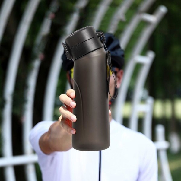 Frukt Doftande Vattenflaska Med Sugrör, 750ml BPA-Fri & Läckagesäker Gymflaska Idealisk För Fitness & Utomhus, 1 Smak Pod (Matt Svart)