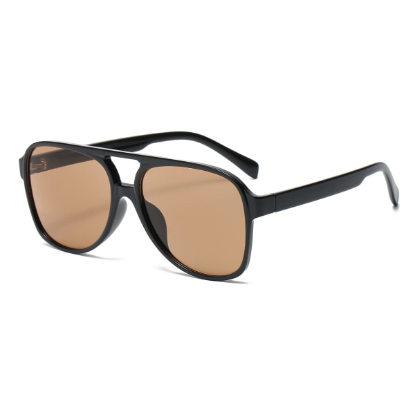 Retro dubbelbro rektangulära solglasögon - för kvinnor män Square Night Vision UV400 skyddsglasögon för bilkörning