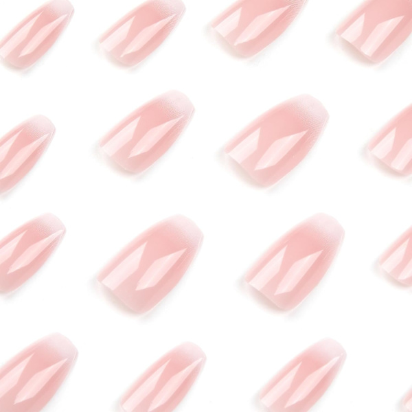 24 kpl neliönmuotoiset lyhyet tekonkynnet - akryylivalkoinen nude-gradientti liimattavat kynnet - funky tekonkynnet liimalla - tekonkynnet liimattavat kynnet naisille