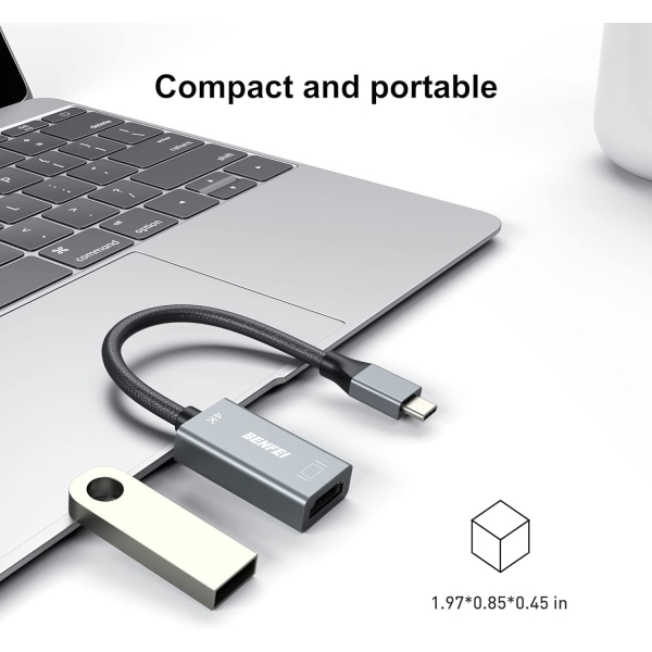 USB C til HDMI-adapter 4K@60Hz 3 til HDMI-adapter til MacBook Pro 2019/2018/2017, MacBook Air/iPad Pro 2018, Samsung Galaxy S10/S9