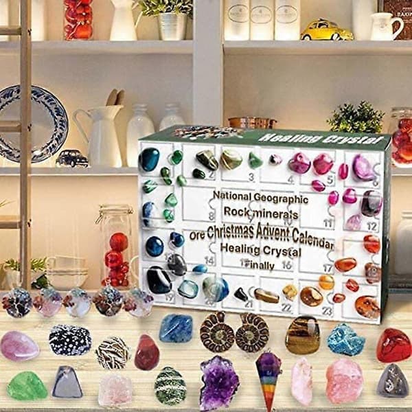 24 Dagar Julkalender Leksak för Barn Mineral Presentask Leksaker Julmalm Leksaker för Skola Sovsal