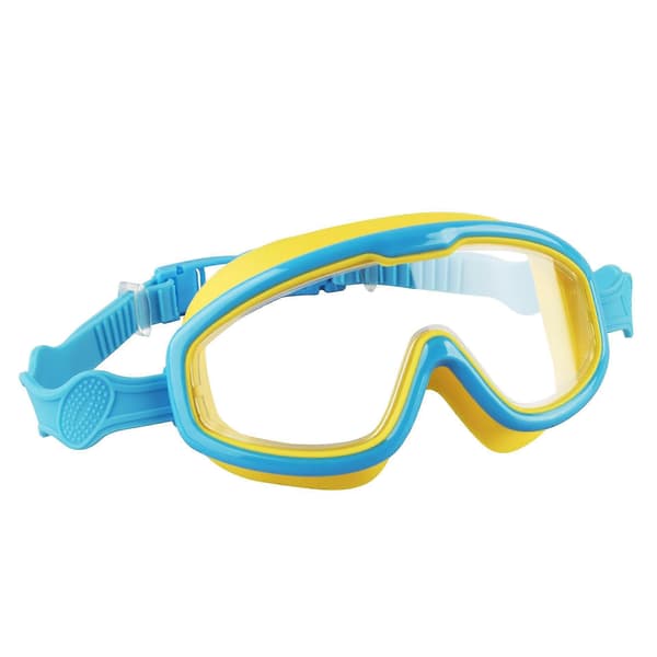 Dykarglasögon för barn, anti-im glas, snorkelutrustning (Blå+Gul)