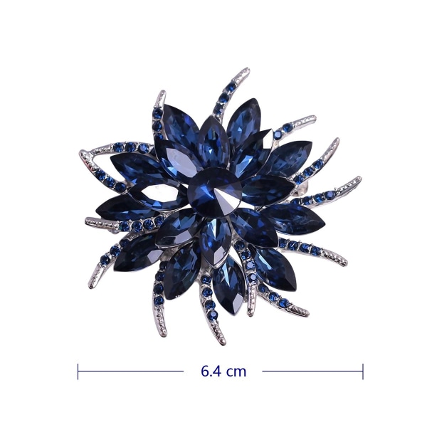 Kukkaneula naisille Sininen kristallirintaneula, kristalleja