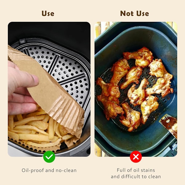 Airfryer-foder, 100 st luftfritöspapper, non-stick engångsbakpapper fyrkantig 16 cm