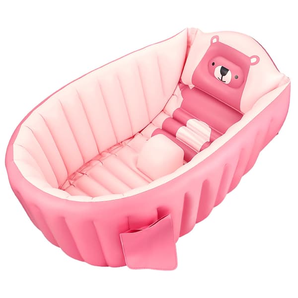 Babybadkar 0-3 år, Uppblåsbart Vikbart Halkfritt Mjukt för Dusch, Portabelt - Rosa