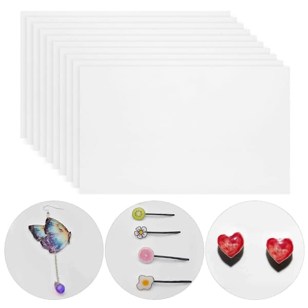 Krympplastark Kit 10st Vit, DIY Krympbar Film för Barn, Målningsbart Papper