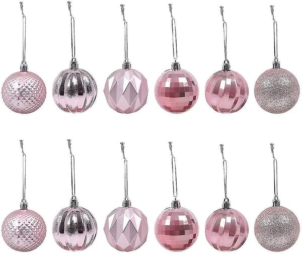 Julepynt Julekugler Julepynt Sæt Pink 12 Stykker, Plastik Juletræ