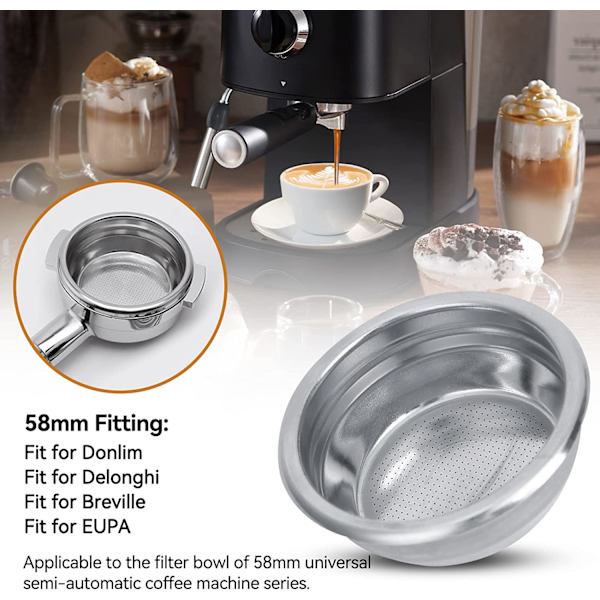 58mm 2 kopper rustfritt stål filterkurv, bunnløs