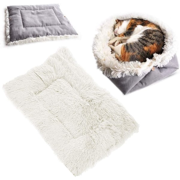 Kattepude seng, plys kæledyr hvalp killing sammenklappelig seng (hvid)