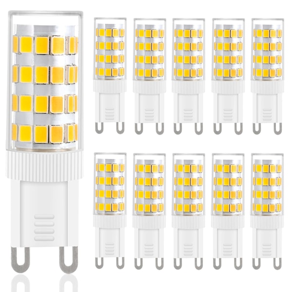 G9 LED-lampor Varmvit, 5W, 500LM, 3000K, Ersättnings 40W G9-halogenlampa, flimmerfri, ej dimbar för belysningsdekor, ljuskrona, 10 st.