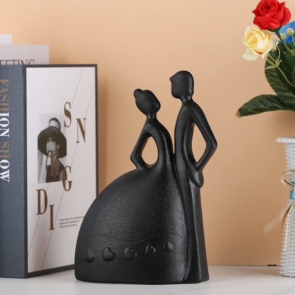 Romantisk par figurer gylden evigt hjerte figur (B) black