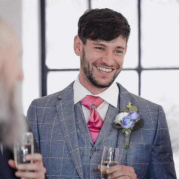 Kunstig Rose Boutonniere Corsage Sæt Rose Silkeblomst Til Bryllup