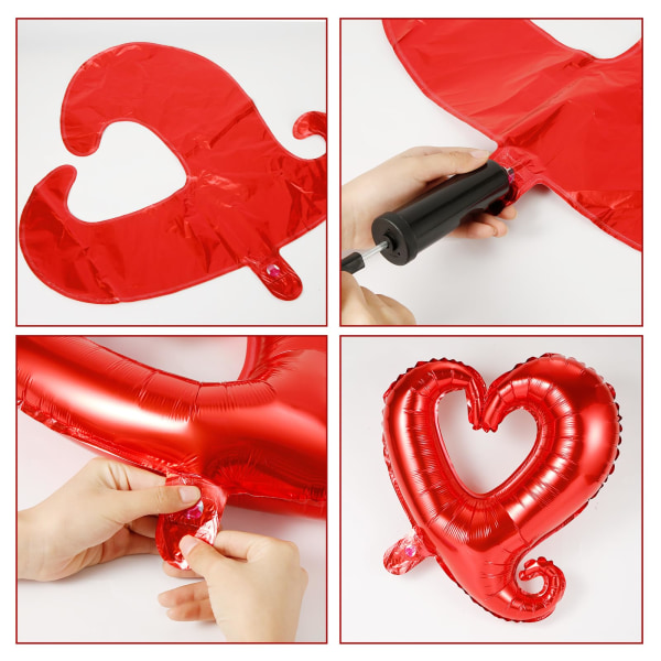 18" 15 st alla hjärtans dag ballonger, röda hjärta ballonger folie krokformade alla hjärtans dag festtillbehör Romantisk alla hjärtans dekoration