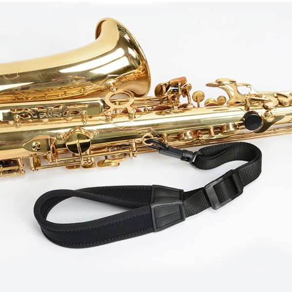 Saksofonstropp, justerbar saksofonhalsstropp (svart)