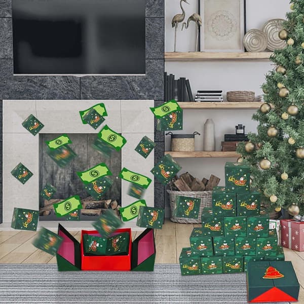 Julafton Julklapp Överraskning Studsande Rött Kuvert Spargris Jul Flickvän