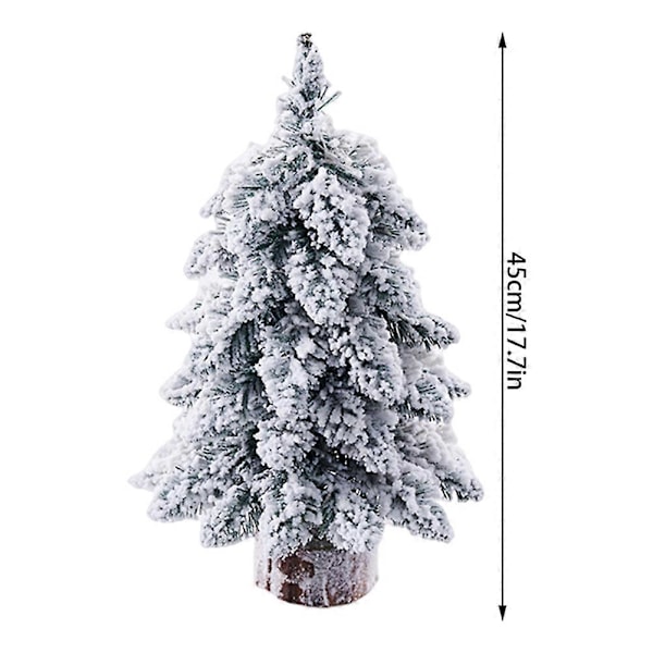 45cm Mini Flocked Juletre med Lys, Liten Nordisk Snøtre for Bord & Skrivebord Hjemmekontor Dekor