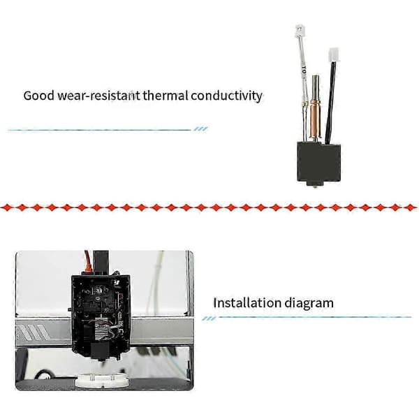 Print Hot End Kit for 3 3D-skriverdeler Hotend Kit Messing Herdet Stål 0.4 Dyse