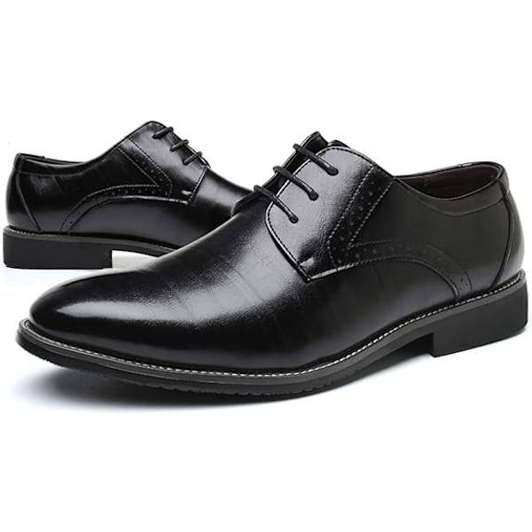 Herre Oxford-sko, klassiske formelle business-snøresko med spids tå 43