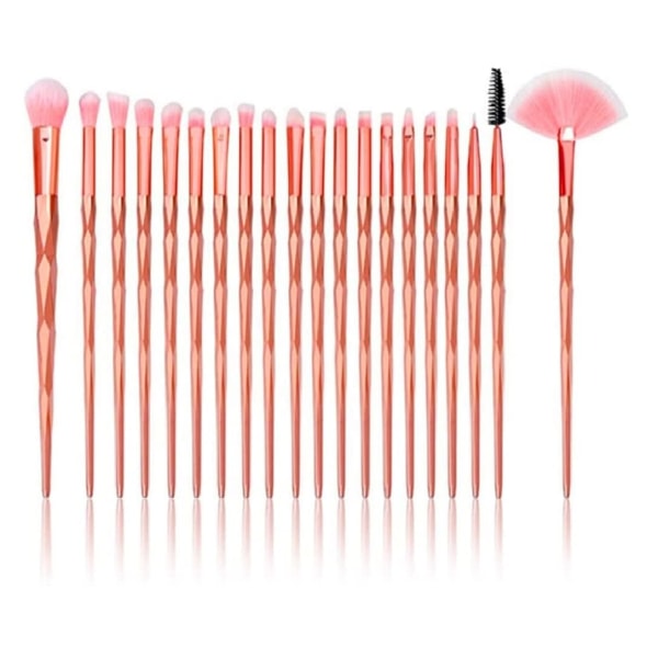 20 kpl Set, Premium Synteettiset Kabuki Foundation -siveltimet, Varjostussiveltimet, Kulmien siveltimet, Meikkisivellinsarja (ROSE GOLD) rose gold