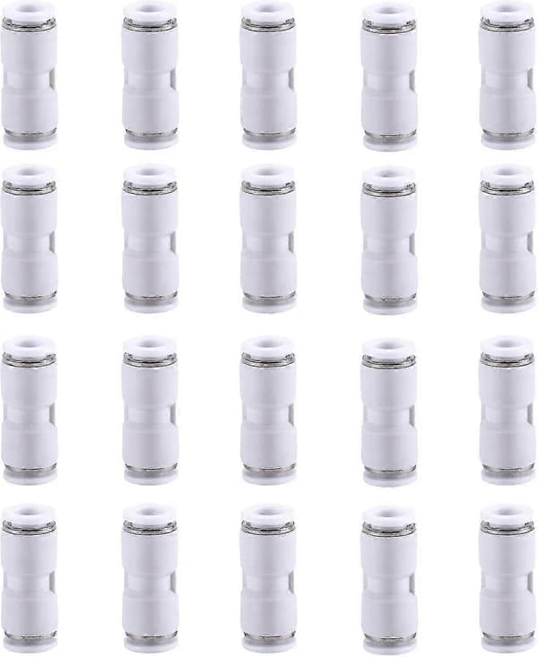 12mm Raka Pneumatiska Kopplingar, 20 st Luftledningskopplingar, Plast Push Quick Connect Kopplingar, Luftverktygstillbehör för Rör, Vit