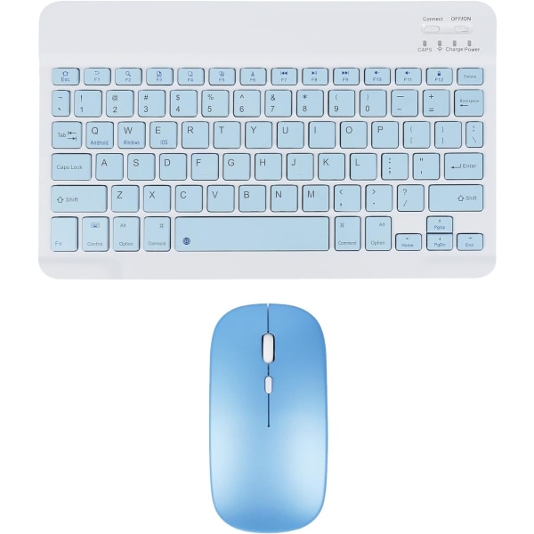 Langaton näppäimistö ja hiiri - Ladattava ohut Bluetooth-näppäimistö ja hiirisetti, hiljainen Bluetooth-hiiri, langaton näppäimistö yhteensopiva BLUE
