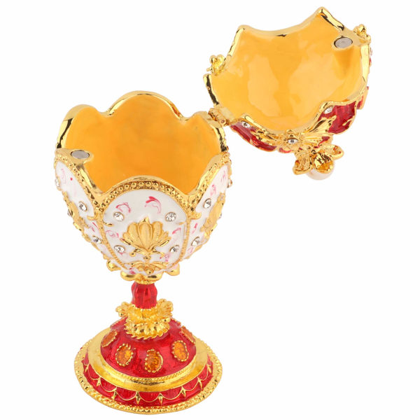 Smykker Organizer Æg Samlerobjekt Emaljeret påskeæg Vintage Faberge Style Diamante Trinket Box Dekorationsgave