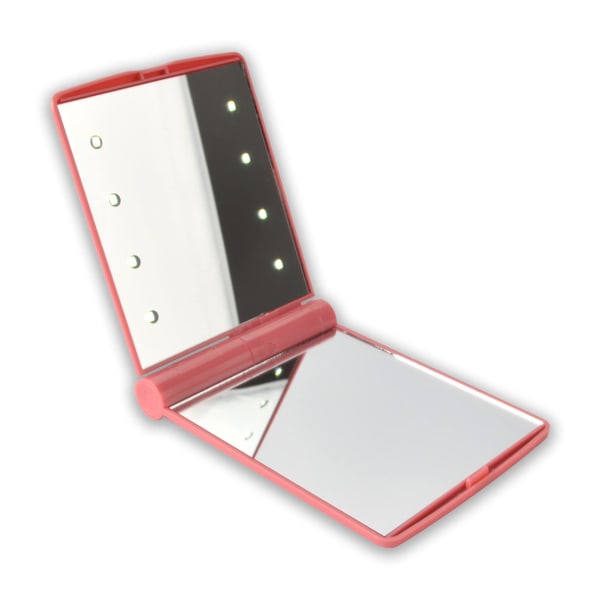 kompakti peili, valaistu suurentava peili, taitettava kädessä pidettävä kaksipuolinen matkapeili, luonnollisen päivänvalon käsipeili (vaaleanpunainen)