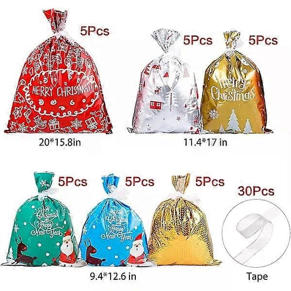 Julklappspåsar Julklappspåsar 30 st Folie Julpåsar Olika storlekar