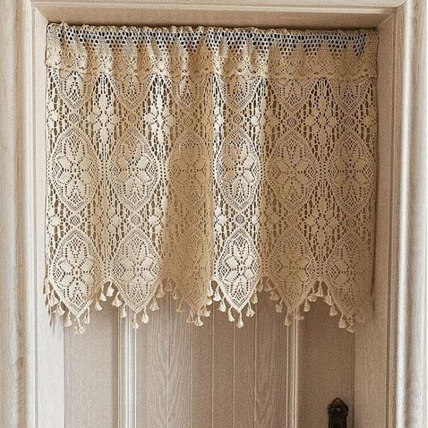 Korte gardiner bohemsk broderi volang, 240x90cm